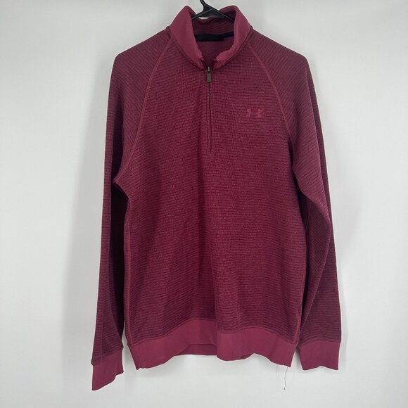 Under Armour Men's Loose 1/4‎ zip Burgundy Coldgear Size Large - Picture 1 of 6